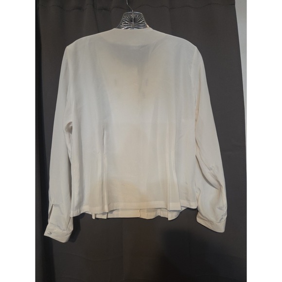 Anne Larson Cream Embellished Button Up, Women's Petite Small, Career Blouse Top - Picture 2 of 8